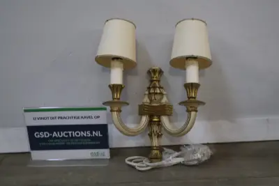 Dubbele wandlamp met stoffen kap – kavel bij GSD Auctions, Zoeterwoude