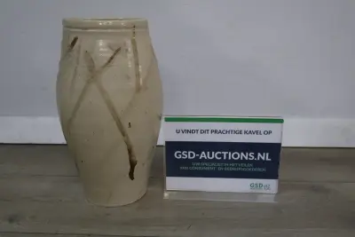 Ovale keramische vaas met bruine decoratie – kavel bij GSD Auctions, Zoeterwoude