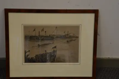 Historische prent: 'Oxford & Cambridge Boat Race', 19e eeuw – kavel bij GSD Auctions, Zoeterwoude