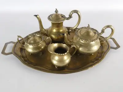 Elegant vintage verzilverd (EPNS) thee- en koffieservies(5 stuks - 4144 gr) – kavel bij De Kringwinkel, Heverlee