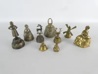 9 vintage messing decoratieve bellen – kavel bij De Kringwinkel, Heverlee