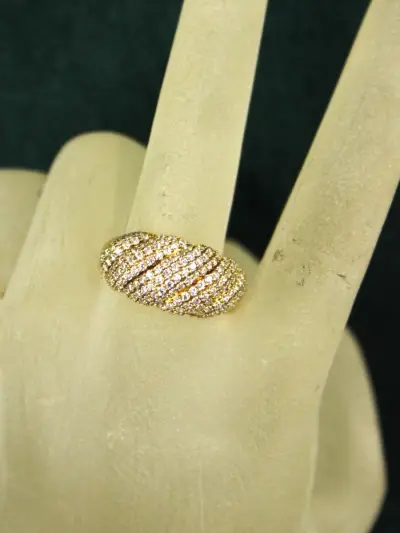 Safira vergulde sterling zilveren pavé-ring – kavel bij De Kringwinkel, Antwerpen