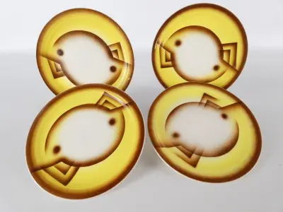 Set van 4 vintage Annaburg borden in Art Decostijl – kavel bij De Kringwinkel, Heverlee