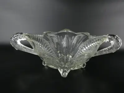 Vintage schaal van helder geperst glas – kavel bij De Kringwinkel, Heverlee