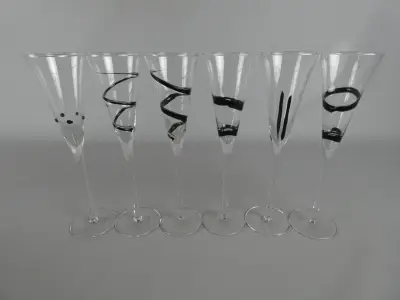 6 Champagneflutes – kavel bij De Kringwinkel, Diest