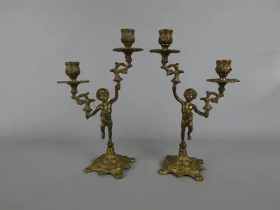 Brazen Putti Kandelaars – kavel bij De Kringwinkel, Diest