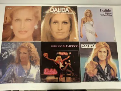 Set van 6 vintage Dalida vinylplaten – kavel bij De Kringwinkel, Ronse