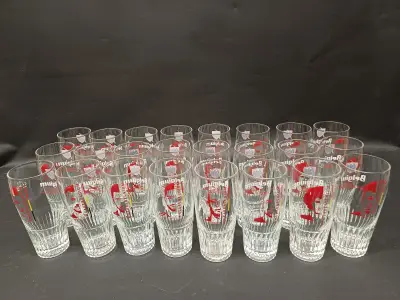 Lot van 24 Jupiler-glazen – Rode Duivels 2018 – kavel bij De Kringwinkel, Ninove