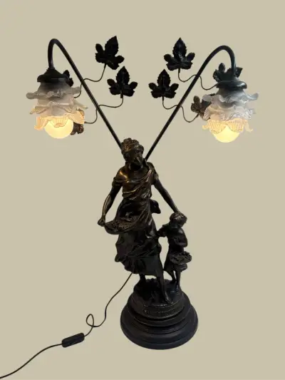 Grote Art Nouveau sculptuurlamp – kavel bij De Kringwinkel, Gent