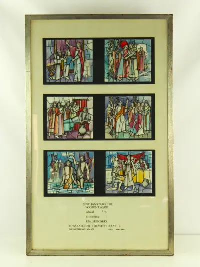 Ria Hendrix (°1951) – voorontwerp glasramen Sint-Janskerk, Sint-Niklaas – kavel bij De Kringwinkel, Antwerpen