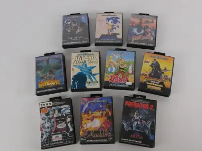 Sega Mega Drive spellen – lot van 10 klassieke games met originele bijsluiters – kavel bij De Kringwinkel, Heverlee