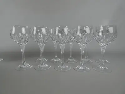 Helder geslepen kristallen wijnglazen – kavel bij De Kringwinkel, Diest