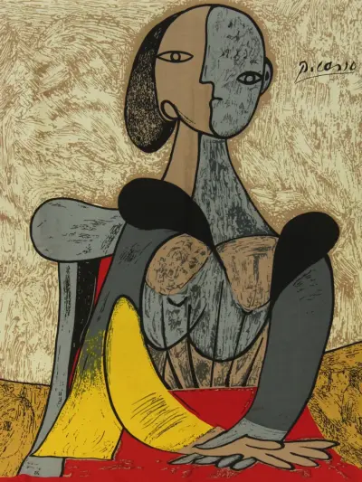 Vintage zijden foulard met Picasso-motief - 82 x 82 cm – kavel bij De Kringwinkel, Antwerpen