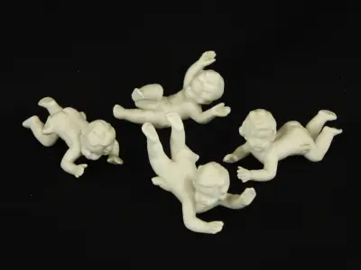 4 Tiny Putti porseleinen biscuitfiguren – kavel bij De Kringwinkel, Antwerpen