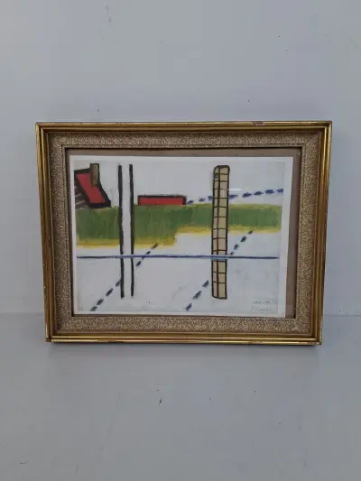 Karakteristiek Werk in de Stijl van Roger Raveel (1952-1979) – Inclusief Goudlijst – kavel bij De Kringwinkel, Waardamme