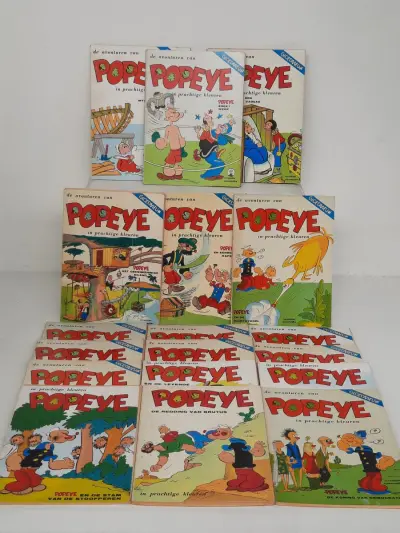 Grote kavel (29) vintage Popeye stripboeken (Tirion N.V.) – Jaren '60 / '70 – In prachtige kleuren! – kavel bij De Kringwinkel, Waardamme