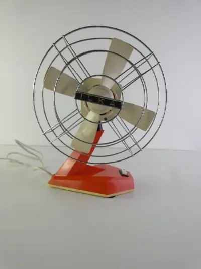 Vintage oranje elektrische tafelventilator ILKA – kavel bij De Kringwinkel, Heverlee