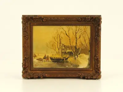 C.V. Vos (1985) – Hollands Winterlandschap – Olieverf – kavel bij De Kringwinkel, Antwerpen