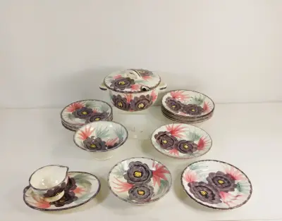Vintage Schramberg SMF servies – handbeschilderd decor 277 – kavel bij De Kringwinkel, Turnhout