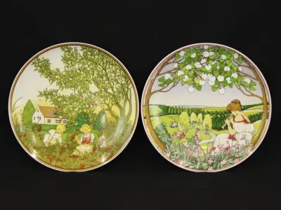 Villeroy & Boch "De vier jaargetijden " set van twee vintage borden 1970 – kavel bij De Kringwinkel, Antwerpen