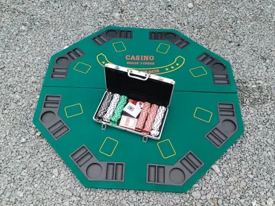 Opvouwbaar pokertafelblad met toebehoren – kavel bij De Kringwinkel, Ninove