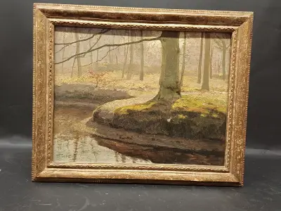 Schilderij bostafereel Jan Tiele – kavel bij De Kringwinkel, Ninove