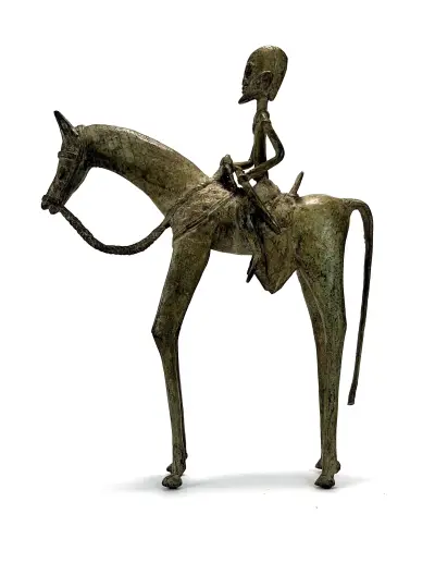Bronzen beeld, Mali - Dogon ruiter, Afrika, 20e eeuw – kavel bij Veilinghuis Klinkhamer, Groningen