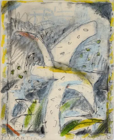 Was- en lithokrijt tekening, Martin Tissing – "Opstanding, witte vogel", 1977/1978 – kavel bij Veilinghuis Klinkhamer, Groningen