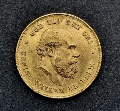 Gouden tientje Willem III - Nederland, 1875 – kavel bij Veilinghuis Klinkhamer, Groningen