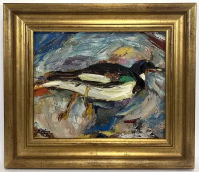 Olieverfschilderij, Ruurd Elzer - eend, vierde kwart 20e eeuw – kavel bij Veilinghuis Klinkhamer, Groningen