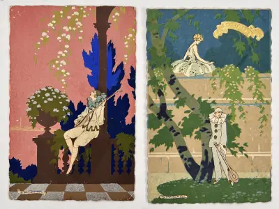 Art Deco ansichtkaarten, Giovanni Meschini - Ars Nova, Italië, ca. 1925–1930 – kavel bij Veilinghuis Klinkhamer, Groningen