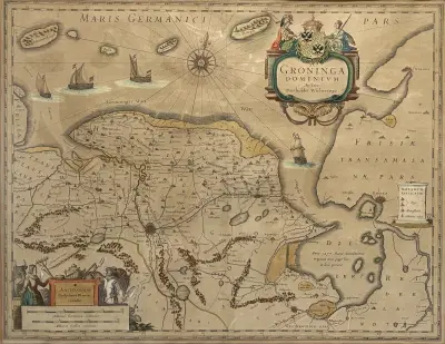 Kopergravure "Groninga Dominium" - Willem Blaeu naar Barthold Wicheringe, ca. 1638–1640 – kavel bij Veilinghuis Klinkhamer, Groningen