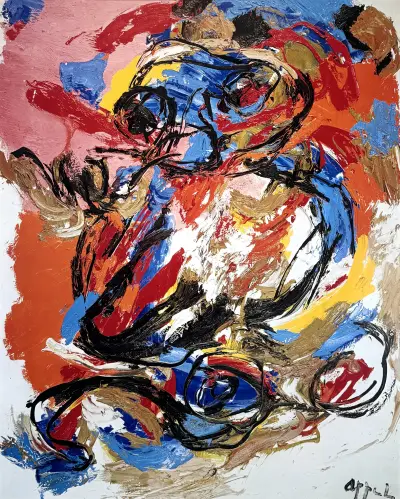 Offset-kleurenlitho, Karel Appel – abstract gezicht, 1978 – kavel bij Veilinghuis Klinkhamer, Groningen