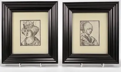 Houtsneden, Albrecht Dürer – vrouwenportretten, 17e eeuw – kavel bij Veilinghuis Klinkhamer, Groningen