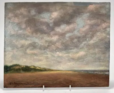 Olieverfschilderij, G.H. Streurman – duinlandschap, 1915 – kavel bij Veilinghuis Klinkhamer, Groningen