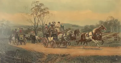 Kleurenlitho's, Gilbert Scott Wright – coaching scenes, 1906 – kavel bij Veilinghuis Klinkhamer, Groningen