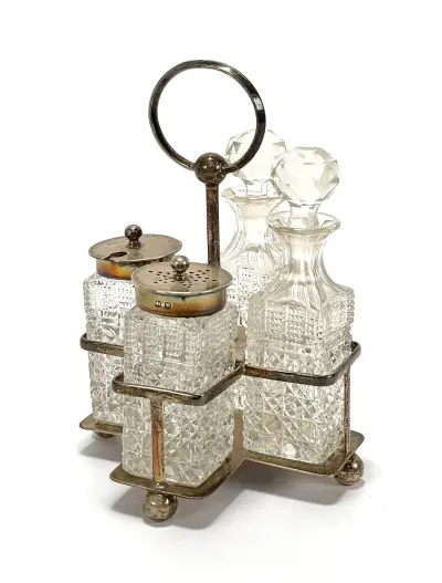 Zilveren cruet set, Alfred James Cheshire Birmingham - Engeland, 1911 – kavel bij Veilinghuis Klinkhamer, Groningen