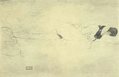 Prent, Gustav Klimt – studie voor "Wasserschlangen", 1979 – kavel bij Veilinghuis Klinkhamer, Groningen