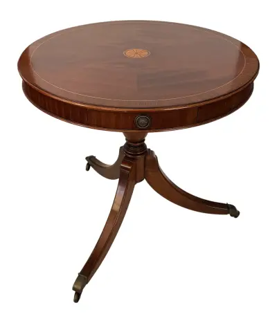 Mahoniehouten drumtafel met inlegwerk - Engeland, 20e eeuw – kavel bij Veilinghuis Klinkhamer, Groningen
