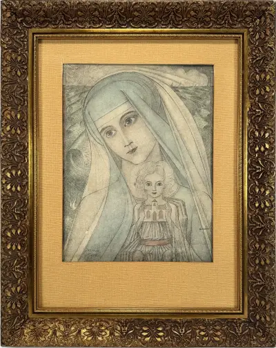 Litho, Jan Toorop – "Madonna aan zee", 1924 – kavel bij Veilinghuis Klinkhamer, Groningen