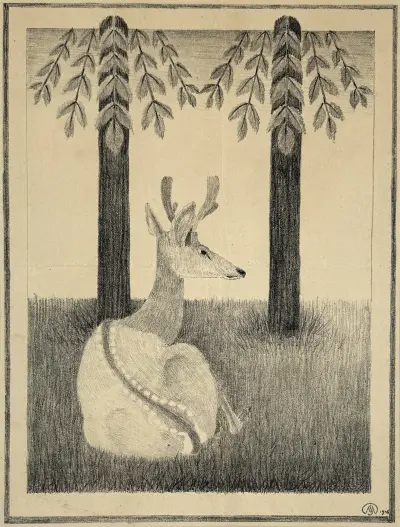 Litho, Samuel Jessurun de Mesquita - barasingahert, 1916 – kavel bij Veilinghuis Klinkhamer, Groningen
