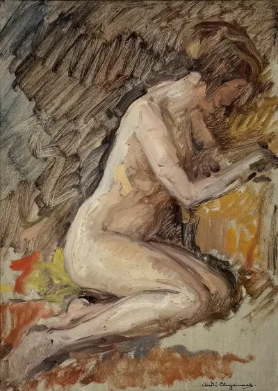 Olieverfschilderij, André Cluysenaar – naakte vrouw, eerste kwart 20e eeuw – kavel bij Veilinghuis Klinkhamer, Groningen