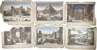 Handgekleurde opticaprenten, Probst – diverse scènes, ca. 1770 – kavel bij Veilinghuis Klinkhamer, Groningen