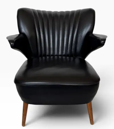 Cocktailstoel - skai, metaal en hout, jaren '50/'60 – kavel bij Veilinghuis Klinkhamer, Groningen