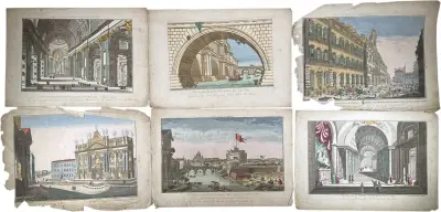 Handgekleurde opticaprenten, Daumont & Huquier – Rome, ca. 1760–1780 – kavel bij Veilinghuis Klinkhamer, Groningen