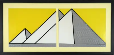 Kunstprent, Roy Lichtenstein - "Three Pyramids", Pop Art, 1969 – kavel bij Veilinghuis Klinkhamer, Groningen