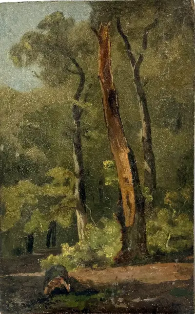 Schilderij – boslandschap, 20e eeuw – kavel bij Veilinghuis Klinkhamer, Groningen