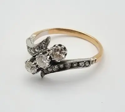 14 karaat gouden ring met diamanten, eerste helft 20e eeuw – kavel bij Veilinghuis Klinkhamer, Groningen