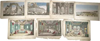Handgekleurde opticaprenten, Daumont - Palmyra, Carthago, Londen en Bijbelse scènes, ca. 1770 – kavel bij Veilinghuis Klinkhamer, Groningen