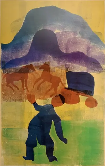 Prent, H.N. Werkman – "de gedwongen terugkeer", 1985 – kavel bij Veilinghuis Klinkhamer, Groningen
